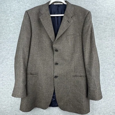 Hickey Freeman Мужская шелковая шерсть Гусиная лапка Размер спортивного пальто 44 л Темно-зеленый - Изображение 1 из 4