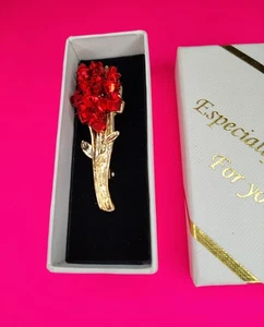 Broche broche flor ramo tono dorado cristal rosa regalo en caja especialmente para ti 1 - Imagen 1 de 10