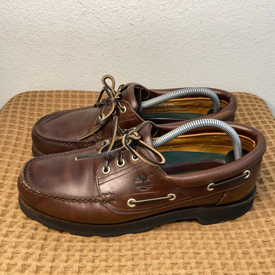 Zapatos sin cordones Timberland vintage para hombre talla 9 mocasines gruesos de cuero marrón Foto 1 de 4
