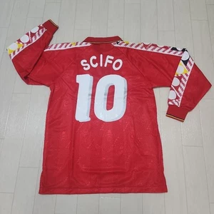 Belgium 94-95 Long Sleeve Uniform Enzo Scifo DIADORA Red Game Shirt Jersey Rare - Picture 1 of 7