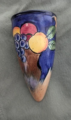 Antique 1930s Small Wall Pocket / Posey Vase by H&K Tunstall Autumn Pattern - Image 1 of 4