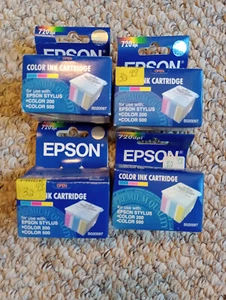 4 Cartuchos de Tinta Epson S020097 Color Genuino Caducado Stylus 200 500 Exp 6/00 - Imagen 1 de 5