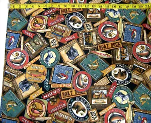 Cabin Country Fabric, RJR Fabrics Fishing, Wildlife, Camping, Trails, Hunting - Picture 1 of 6