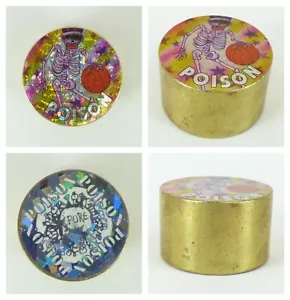 Scheletro puro veleno 1 pollice spessore 10 oz ottone pesante doppia faccia Pogs Slammer - Foto 1 di 6