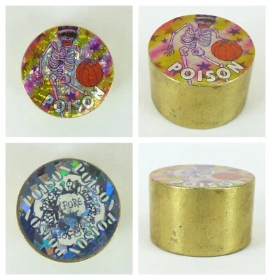 1in Thick 10oz Heavy Brass Double Sided Pogs Slammer Pure Poison Skeleton - Image 1 of 4