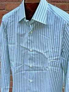 NWT ISAIA L/S Thick Striped Italian Made Classic Cotton Dress Shirt 15 - 38 - Picture 1 of 14