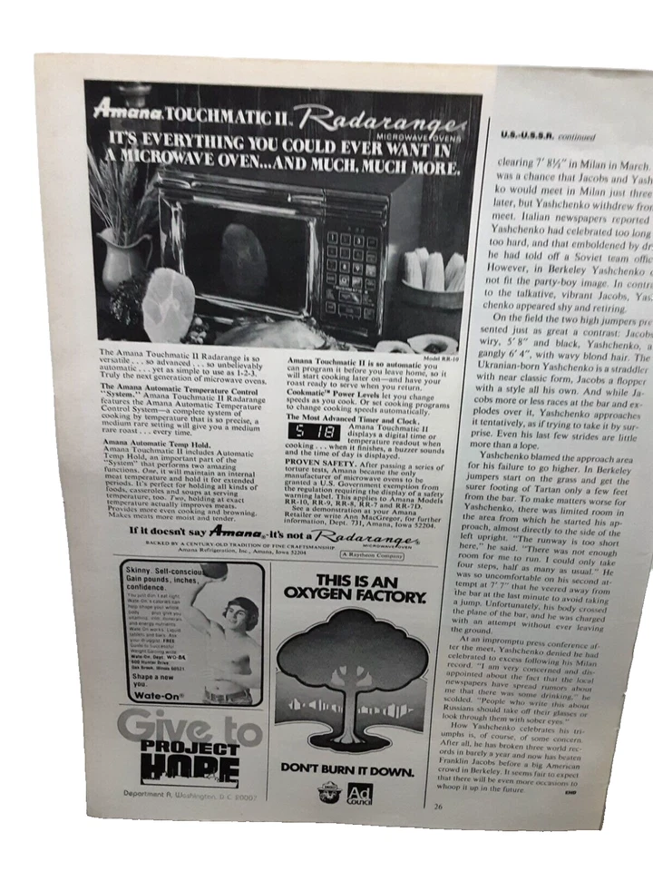 1978 Amanda Radarange микроволновая печь оригинальная печатная реклама 70-х - Изображение 1 из 1