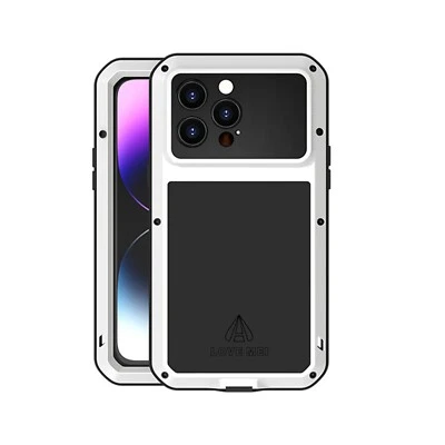 适用于 iPhone 14 Pro Max LOVE MEI 铝制重型钢化玻璃屏幕保护膜 — 第 1/4 张图片