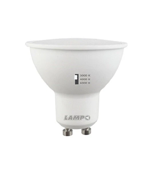 Lampo Dik LED Gu10 Lampadina 8w Tricolor 240v 120° 3000k/4000k/6000k Switch inte