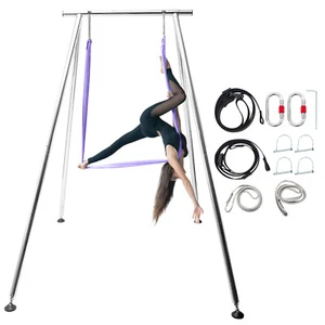 TECSPACE 2-Color 6.6FT~9.6FT Adjustable Height Yoga Stand with 18FT Aerial Silk - Picture 1 of 30
