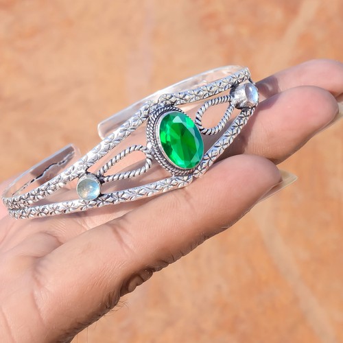 VALENTINO Bracciale in argento sterling 925 con pietre preziose diopside e labradorite cromate per festival