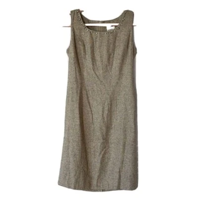 Vestido de Colección Nuevo sin Etiquetas Together Shift Talla 6 Mezcla de Lana Tostada Cuello Cuentas Línea Niña Jefe Foto 1 de 4