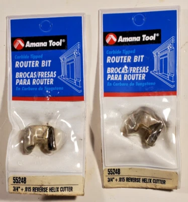 Amana Tool 55248 твердосплавный наконечник 3/4 дюйма резак с обратной спиралью новый из старых запасов лот из 2 - Изображение 1 из 2