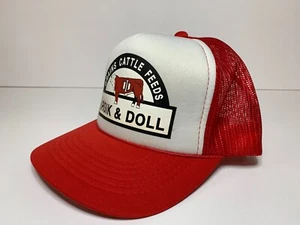 Vtg Irsik & Doll Grains Cattle Feeds Youth Kid's Trucker Hat Red/White Snapback - Picture 1 of 8