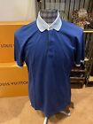 Mens Crespi Blue Short Sleeve Cotton Polo T Shirt With White Trim   Size Xl