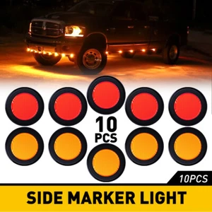 Tail Round Amber Red Stop LED Marker Side Rubber Light For Trailer Peterbilt 10X - Picture 1 of 12