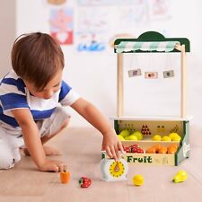 Robud Wooden Farmers Market Stand Fruit Stall Toy Grocery Store Set Play Food 3+