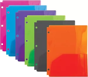 BAZIC Poly 2-Pocket Portfolio Translucent File Folder 3-Ring Binder - 6 Pack NEW - Picture 1 of 8