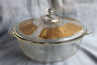 Fire King Georges Briard signed " Love Bird " gold fleck 2 quart covered dish