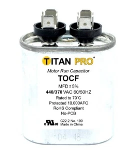 Titan TOCF5 5 MFD 440/370V Dual Rated Oval Run Capacitor HVAC BLOWER CONDENSSOR - Picture 1 of 1