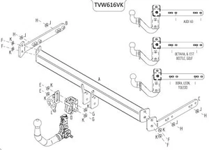 Barra de remolque desmontable vertical Towtrust para Seat Leon Hatchback 2000 a 2005 - Imagen 1 de 8