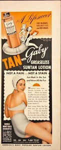 Loción bronceada Gaby para rubias morenas y cabezas rojas impresión vintage 1942 - Imagen 1 de 6