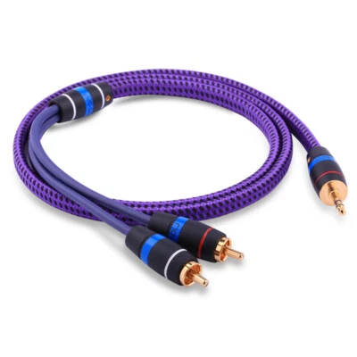 6N silver plate RCA Cable HiFi Stereo 3.5mm to 2RCA Audio Cable 3.5 Y Splitter - Image 1 of 4