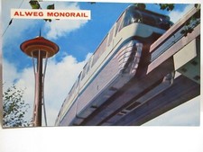 1962 POSTCARD " ALREG MONORAIL " W/ SPACE NEEDLE SEATTLE WORLDS FAIR BIO UNUSED