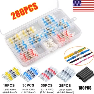 280PCS/Set Mix Solder Sleeve Heat Shrink Butt Waterproof Wire Splice Connectors - Picture 1 of 12