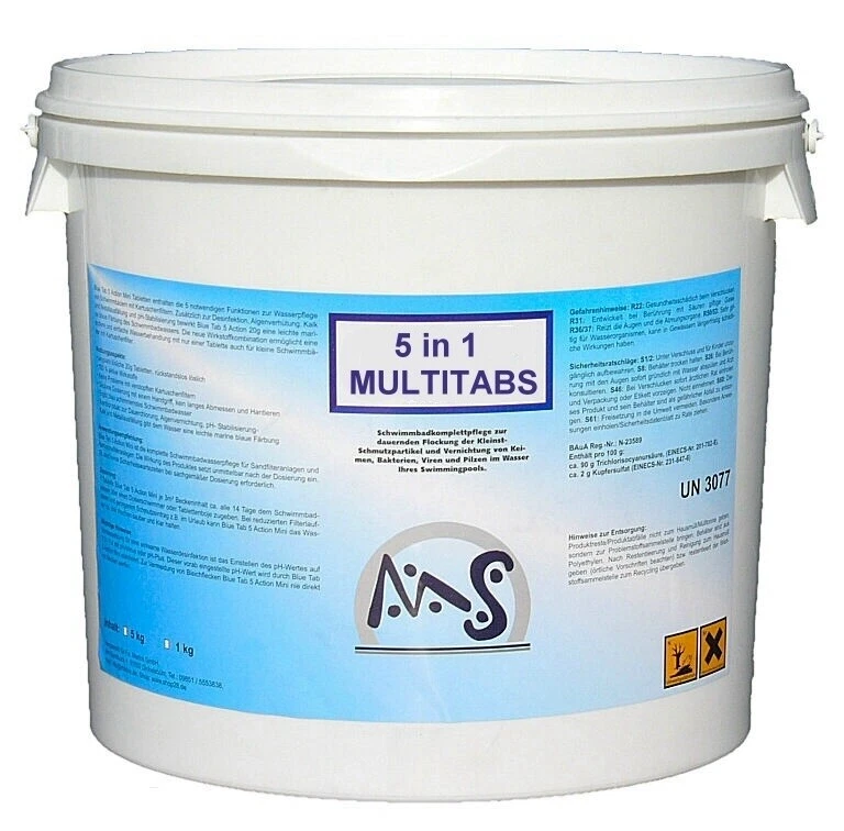 5 in 1 Multifunktion Chlor Chlortabletten Pool Chlortabs Multitabs 5kg Poolchlor - Bild 1 von 1