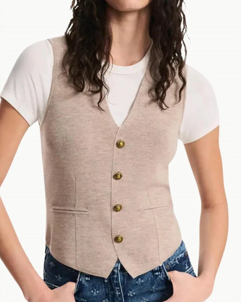 Rag & Bone Ella Vest Top Dark Taupe - Image 1 of 1