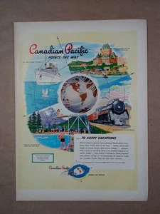 1940s CANADIAN PACIFIC Train Ship Travel Vacation Fun Vintage Poster Print Ad - Picture 1 of 1