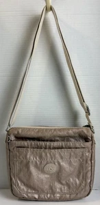 Kipling Square Crossbody Bag Light Beige Rose Gold Metallic Adjustable Strap - Picture 1 of 14