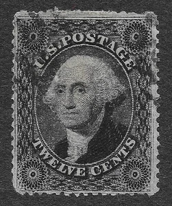MMK Philately: US Scott #36B Used Faults 12c Black Washington SCV $250 - Picture 1 of 2