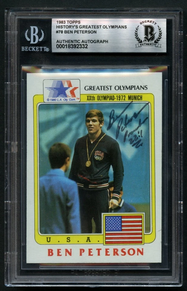 Ben Peterson #78 signed autograph 1983 Topps Greatest Olympians Card BAS Slab - Image 1 of 1