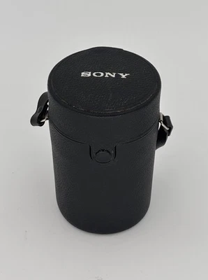 Vintage Sony Leather Hard Lens Case Snap Strap w/ Short Carry Strap 6” x 3-3/4” - Image 1 of 4