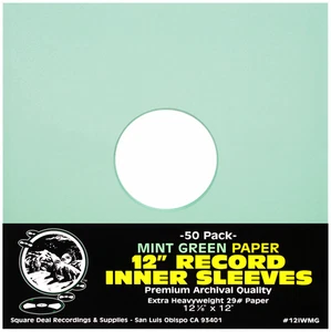 (50) 12” Mint Green COLORED Paper Record INNER SLEEVES Acid-Free ARCHIVAL - Picture 1 of 14