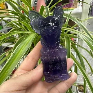 1 pieza Color Natural Fluorita Cuarzo Tallado Gárgola Reiki Cristal Calavera Reiki - Imagen 1 de 9