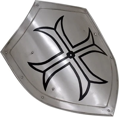 Escudo guerrero medieval caballero templario cruzado 18G acero LARP Foto 1 de 4
