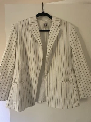 Блейзер Anne Klein в полоску цвета слоновой кости - Изображение 1 из 3