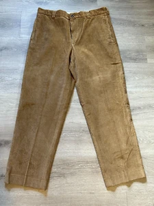 Pantalones LL BEAN Confort Cintura Ballena Pana 35x30 Frente Plano Beige Marrón Dobladillo Grande - Imagen 1 de 7