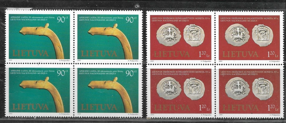 LITHUANIA STAMPS #579-580 SET OF 2 X 4 (NH) FROM 1997 - Image 1 of 1