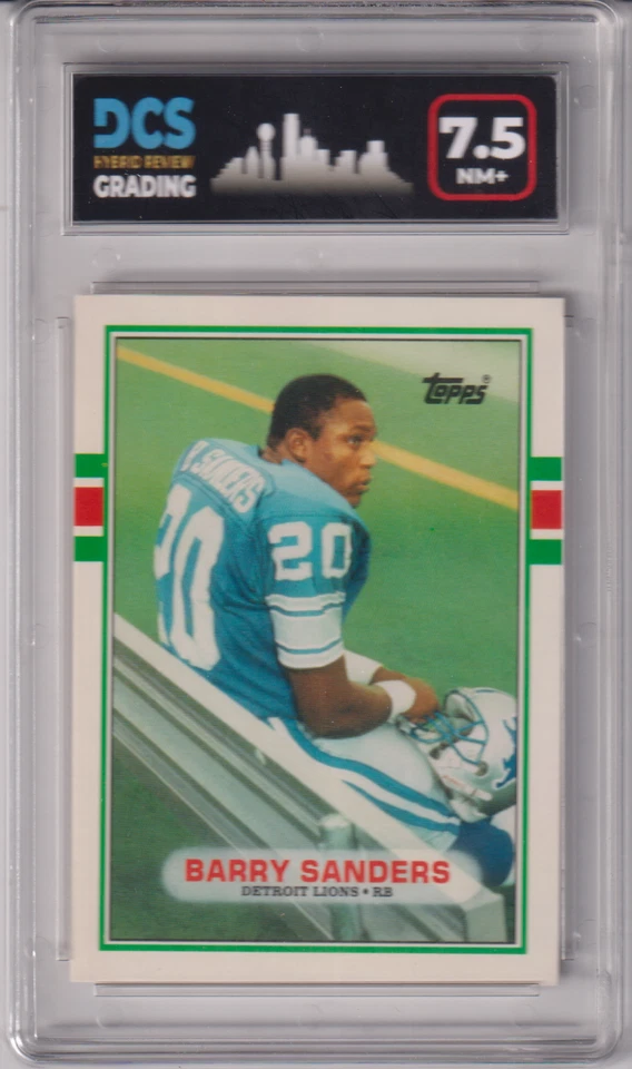 Barry Sanders 1989 Topps Traded Football Rookie Card # 83T DCS Hybrid Graded 7.5 - Image 1 of 1