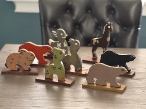 8 Animali VINTAGE ARTE POPOLARE LEGNO DIPINTI fatti a mano misura grande - Foto 1 di 21