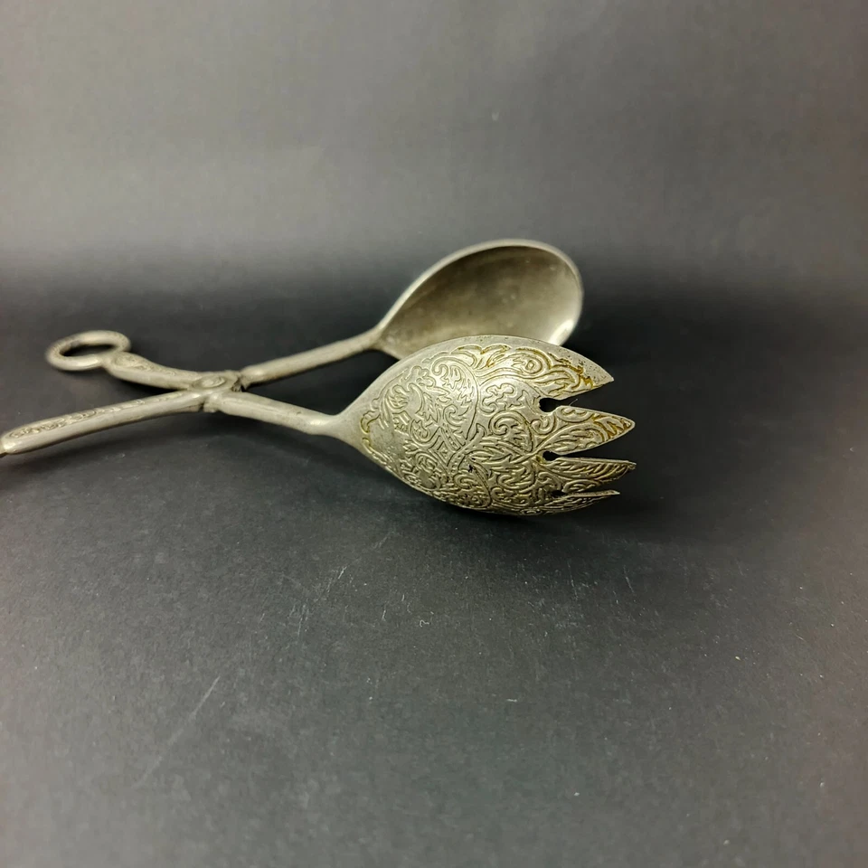 Vintage Tongs Serving England Made For Ornate Style 8.5 Silver-Plated In Scissor - Image 1 of 4