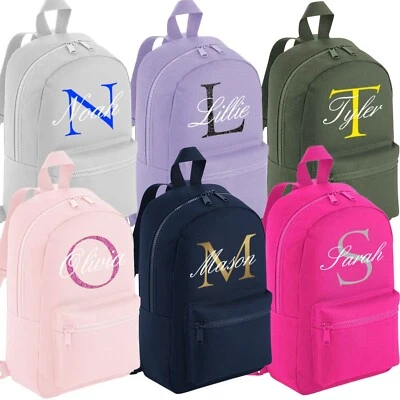 BAGBASE Personalised Kids Colour Script Backpack Boys Girls Any Name School Bag Rucksack