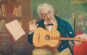 Postcard Art The Broken String Musician Guitar Old Man - Picture 1 of 2