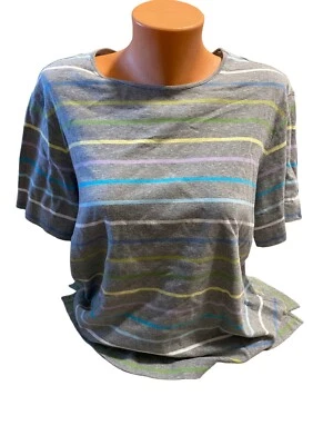 Suéter a Rayas Para Mujer Kate Hill Talla Grande 2X Informal Gris Rosa Amarillo Azul Foto 1 de 4