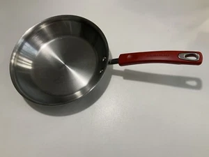 Rachael Ray 10" Stainless Steel Skillet Saute Pan Red Handle Even Heat 2" Deep - Picture 1 of 10