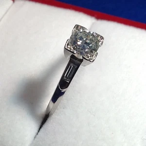 ENGAGEMENT RING Ladies Platinum Vintage Diamond. 0.70 Carat Total - Picture 1 of 7